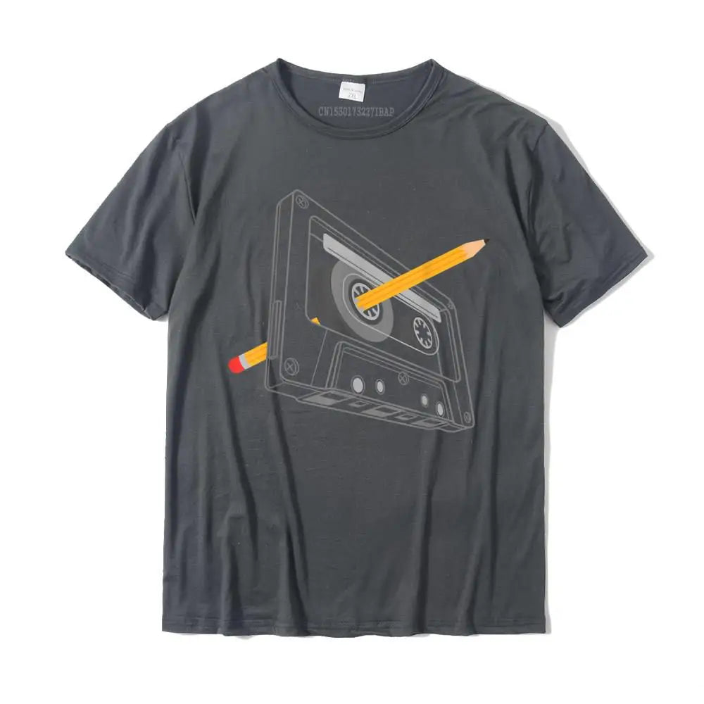 Vintage Rewind Cassette Pencil T-Shirt – Funny 80s 90s Retro Tee for Men & Women - Image 5