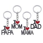 I Love MOM & MAMA & DAD & PAPA Hollow Letter Keychain – Gift for Women & Men