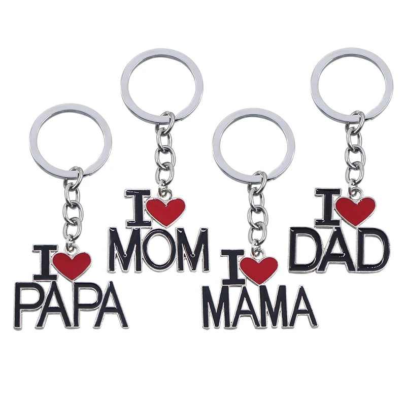 I Love MOM & MAMA & DAD & PAPA Hollow Letter Keychain – Gift for Women & Men