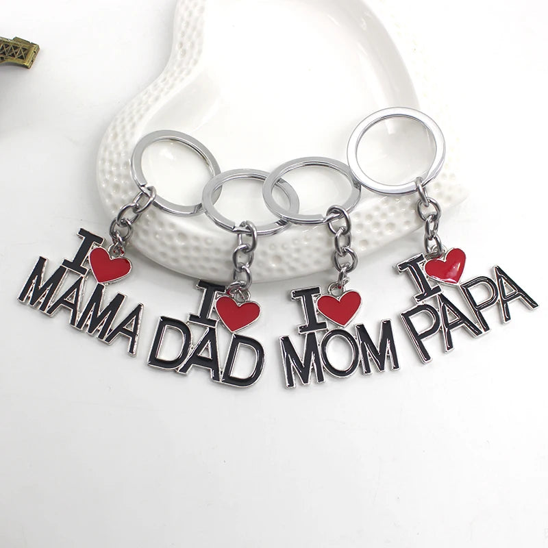 I Love MOM & MAMA & DAD & PAPA Hollow Letter Keychain – Gift for Women & Men - Image 2