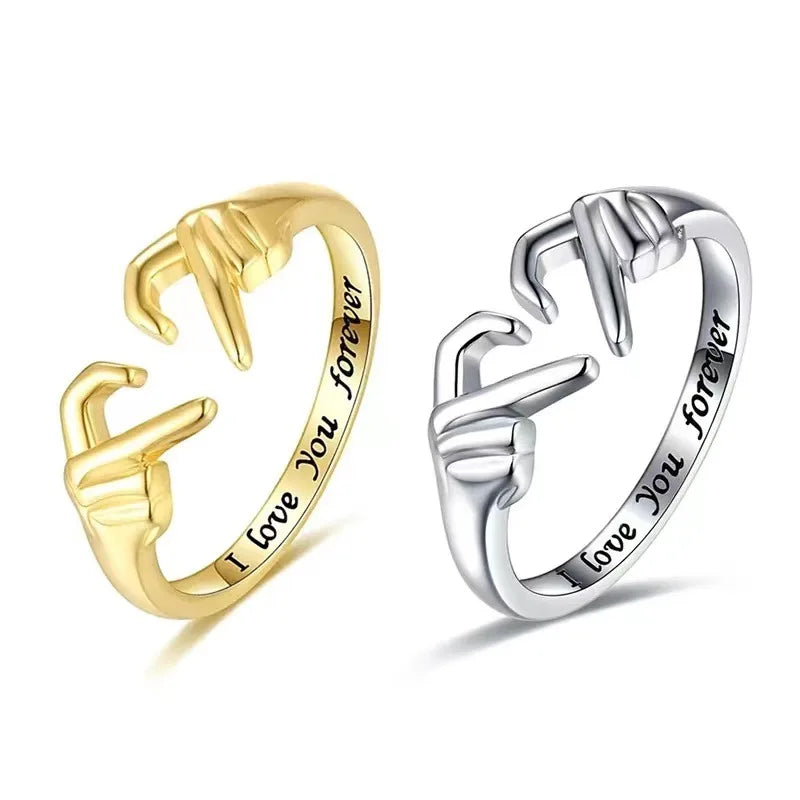 Romantic Heart Hand Hug Ring for Women & Men - Image 3