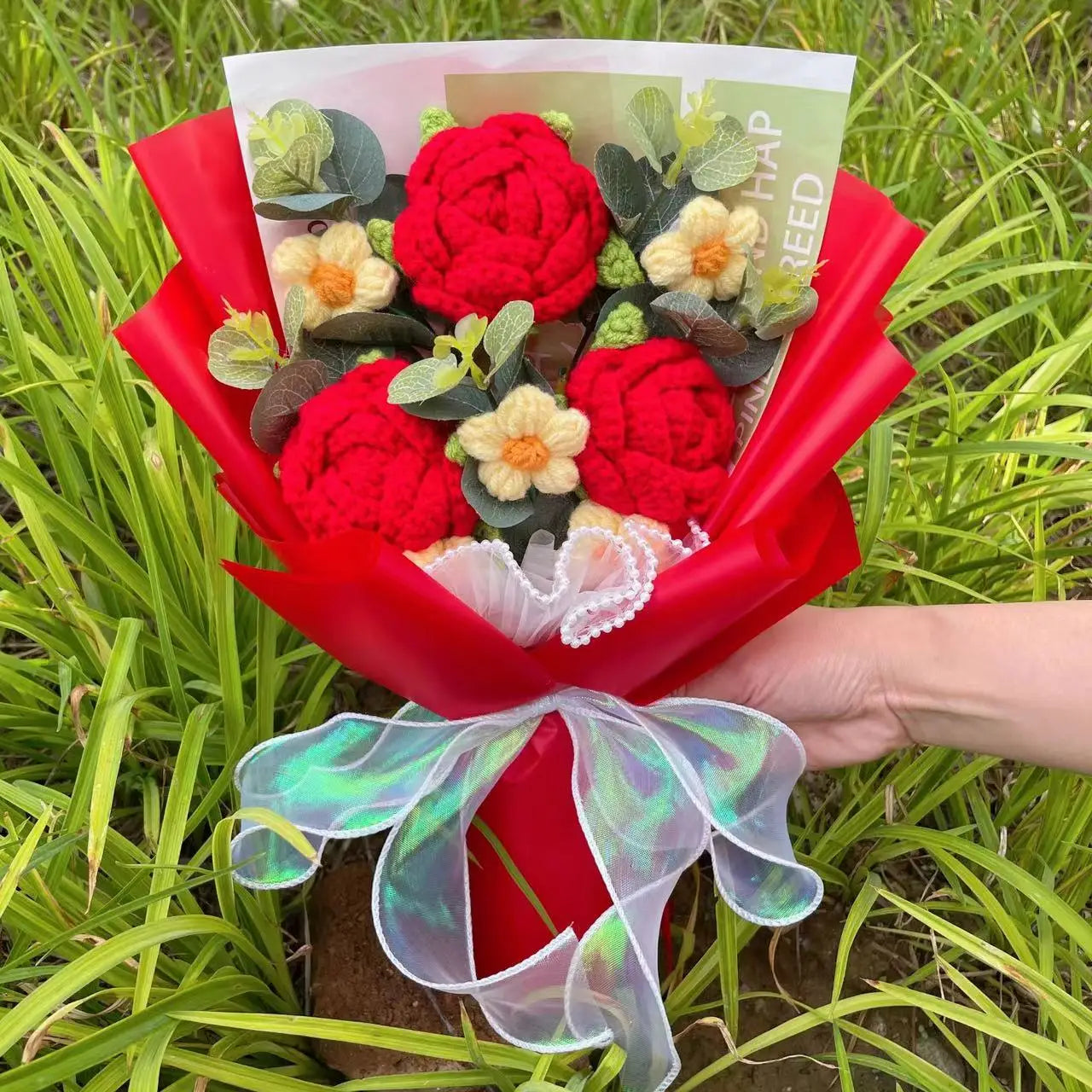 Finished Knitted Flowers Sunflowers Crochet Bouquet - Image 20