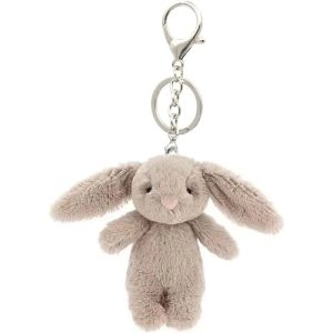 Cute Bunny Plush Keychain – 3.5" Mini Rabbit Bag Charm Pendant for Women (Gray)