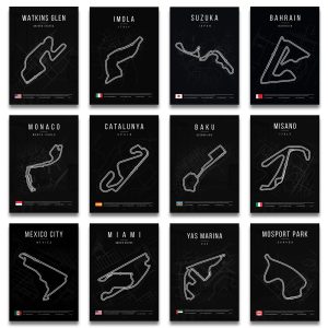 ROSHK F1 World Race Track Canvas Print – Modern Wall Art Poster for Racing Fans