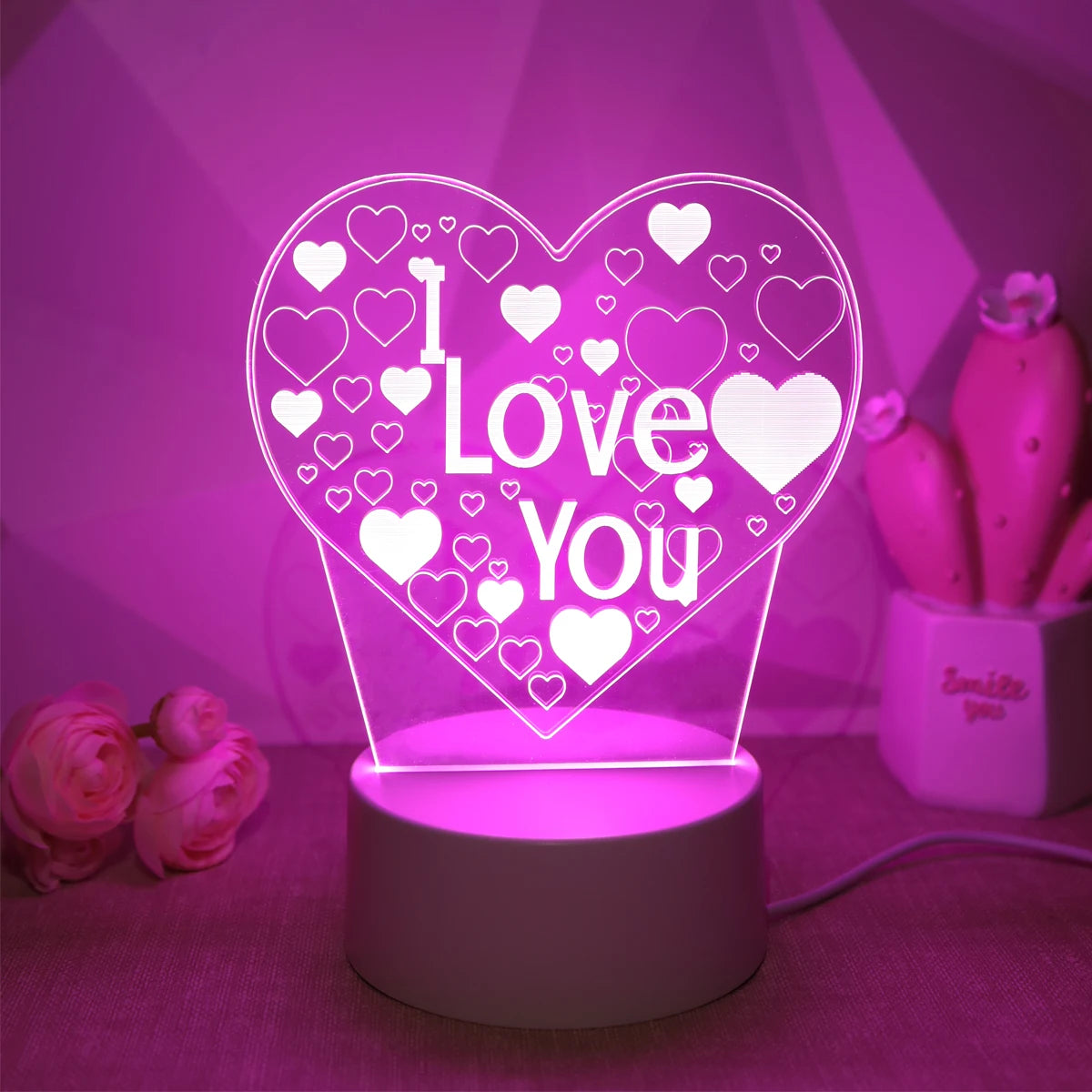 Pink Romantic Confession "I LOVE YOU" 3D Night Light – Gift Light for Lovers & Bedroom Decorate - Image 7