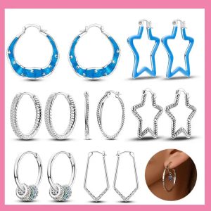 925 Sterling Silver Star, Moon & Sun Hoop Earrings – Infinity Love Golden Jewelry for Women