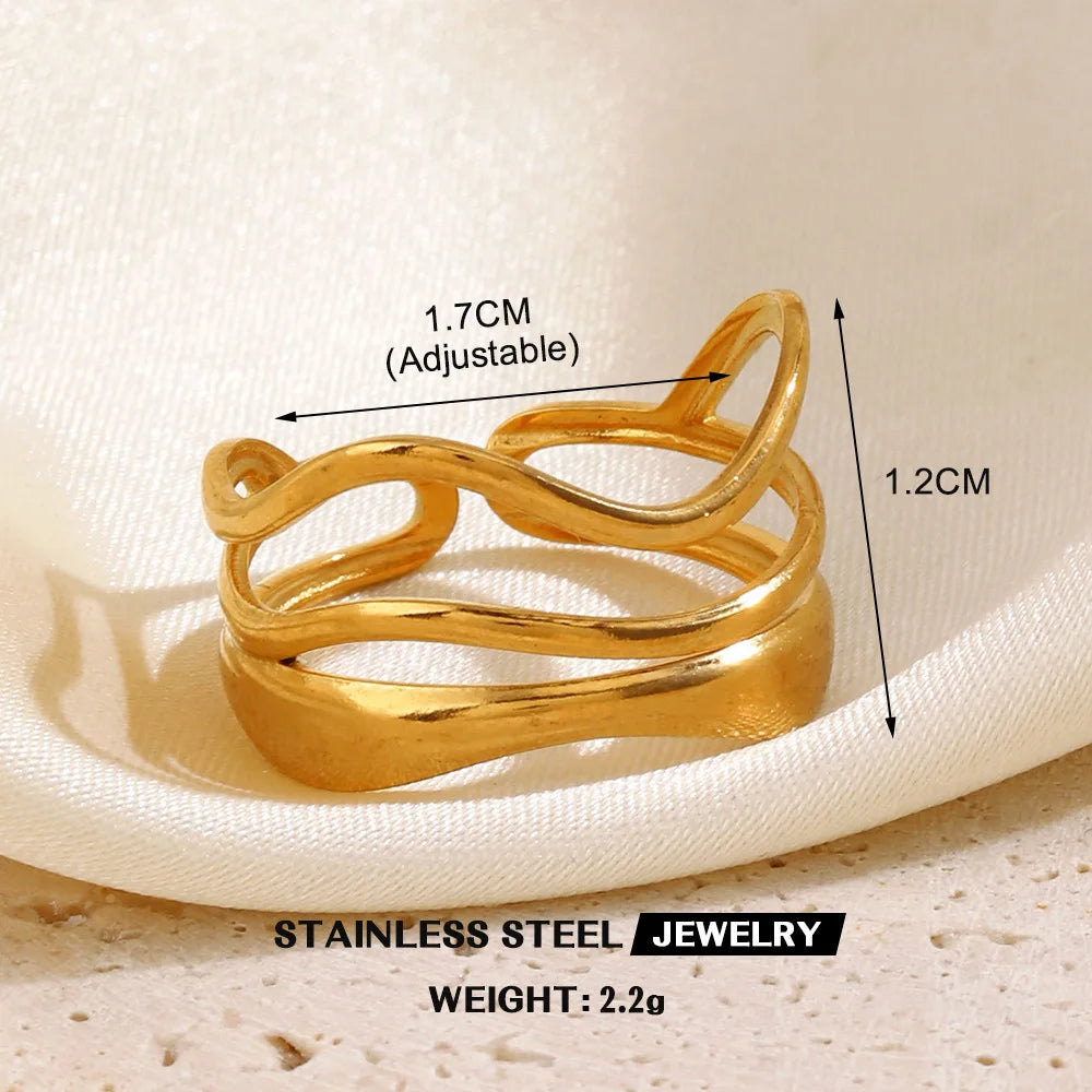 Gold Color Stainless Steel Heart Ring - Image 12