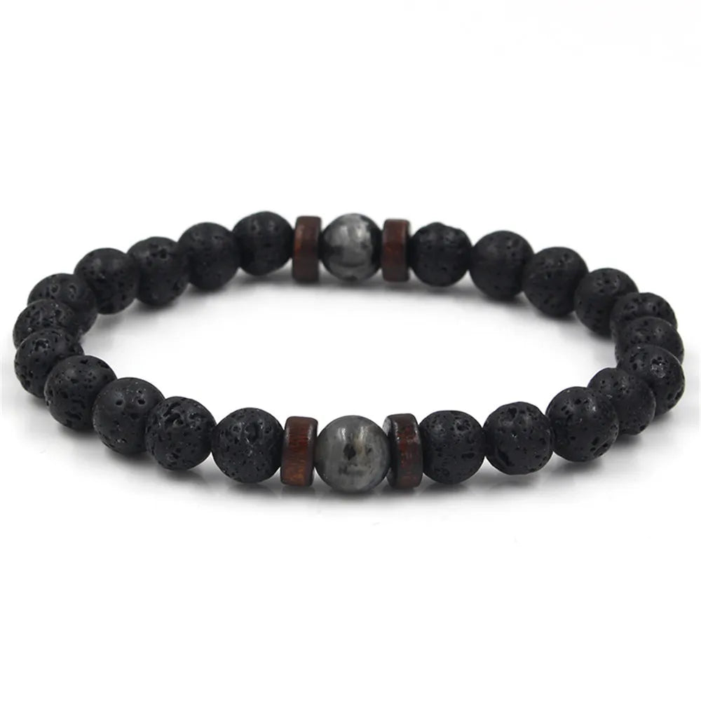 Volcanic Stone Lava & Wooden Beads Bracelet - Image 7
