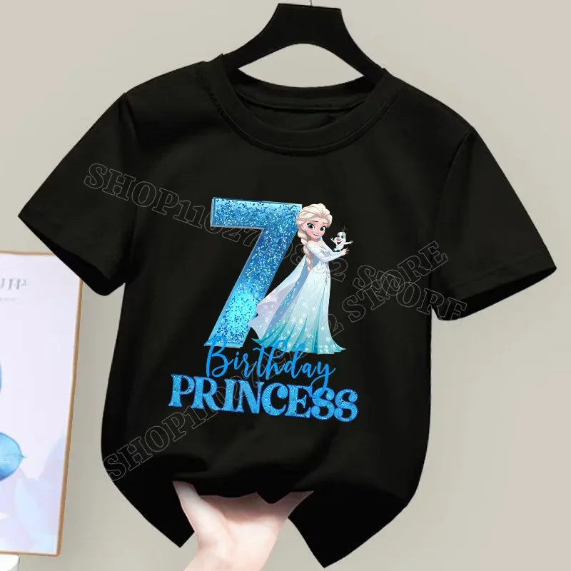 Frozen Elsa Birthday T-Shirt – Cute Cotton Tee for Girls Ages 1–9 - Image 10