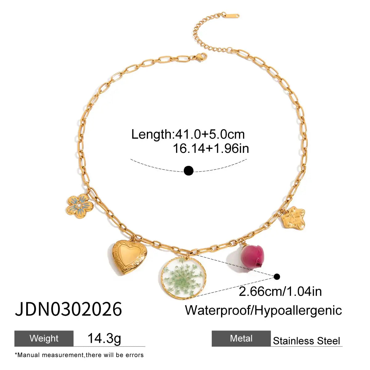 Youthway Dried Flower Heart Photo Box Necklace – 18K Gold Plated Minimalist Jewelry Gift for Her - Image 7