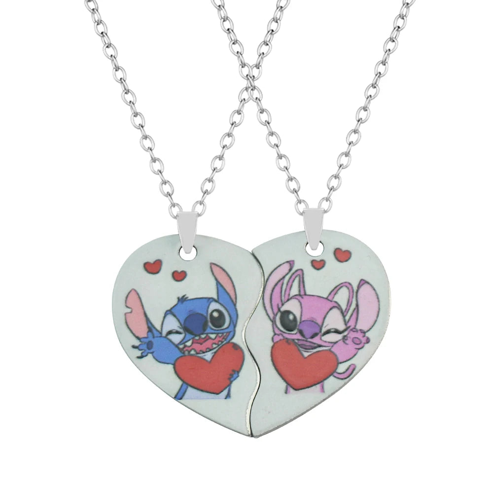 1 Pair Lilo & Stitch Pendant Necklaces – Kawaii Stainless Steel Couple Neck Chains - Image 12