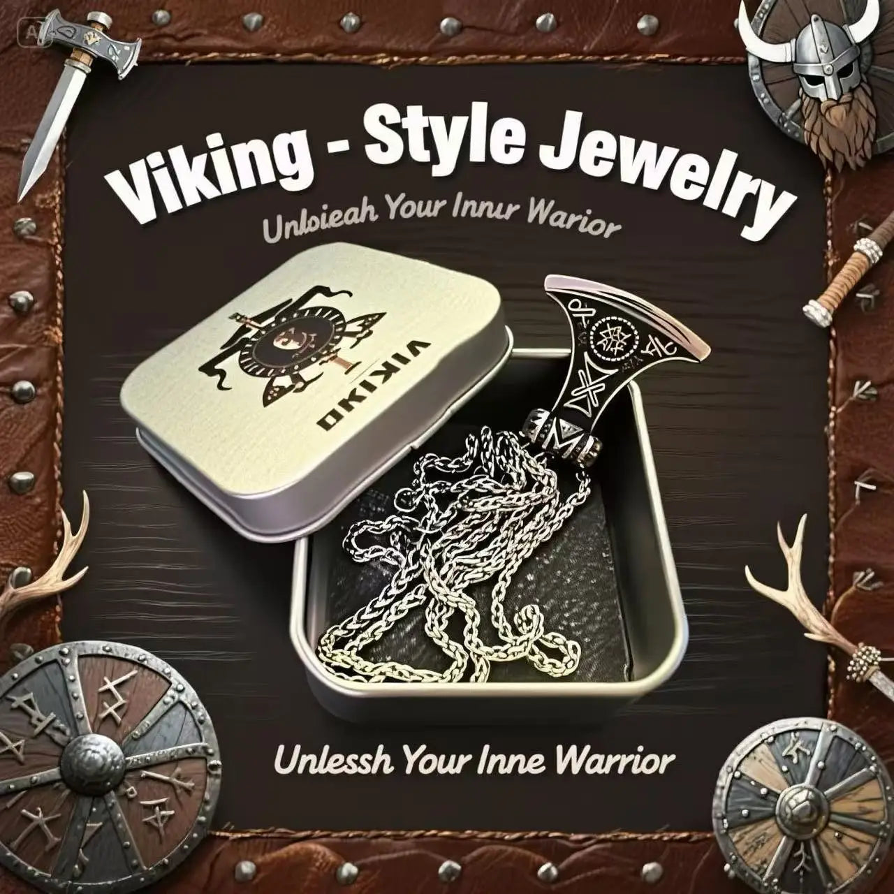 HNSP Viking Pendant Necklace – 316L Stainless Steel Chain for Men - Image 8