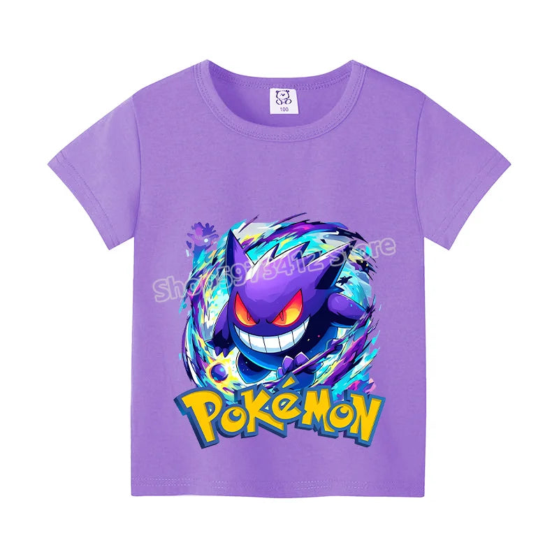 Pikachu Kids T-Shirt – Pokémon Summer Short Sleeve Tee with Lucario & Greninja Design - Image 7