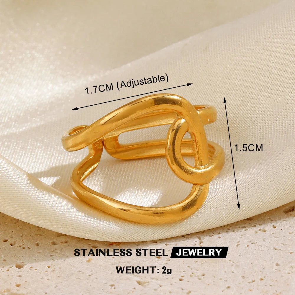 Gold Color Stainless Steel Heart Ring - Image 14