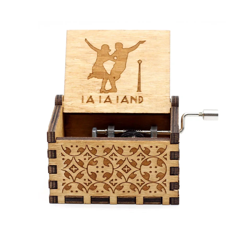 Hand-Cranked Wooden Theme Music Box - Image 6