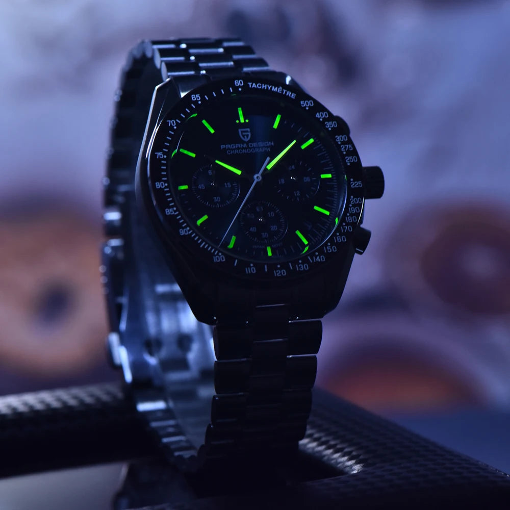 2025 New PAGANI DESIGN Moon Men’s Watch – Gold Luxury Quartz Chronograph with AR Sapphire Mirror - Image 6