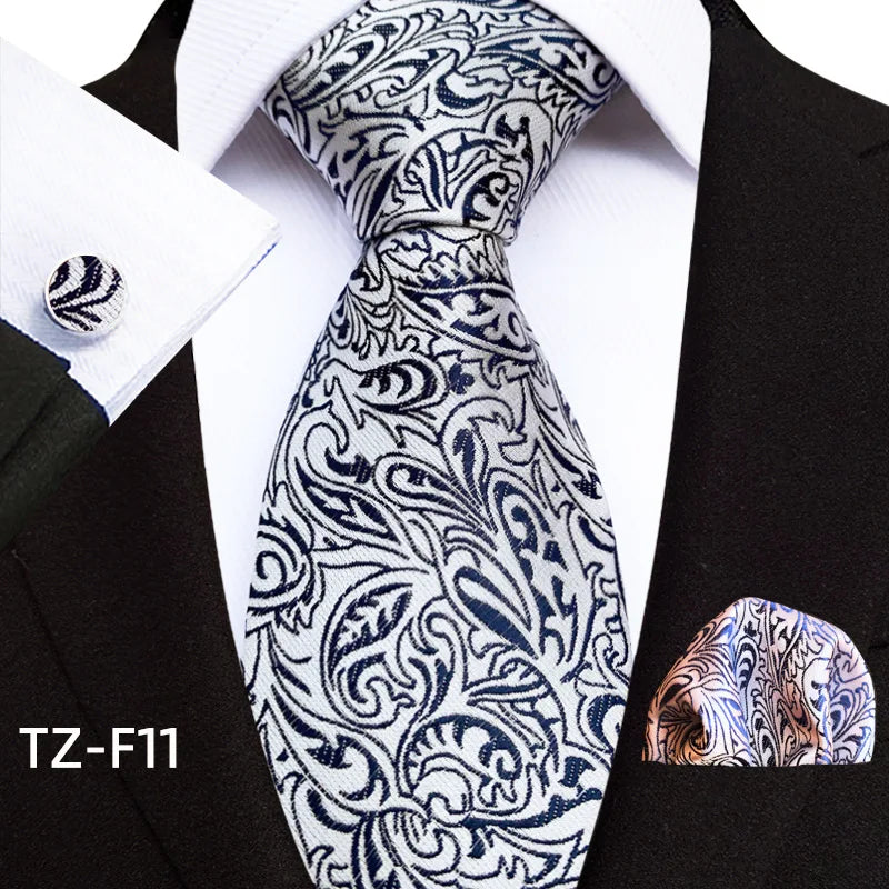 Luxury Paisley Tie & Handkerchief Set – Men's Suit Accessory with Cufflinks & Pocket Square - Image 7