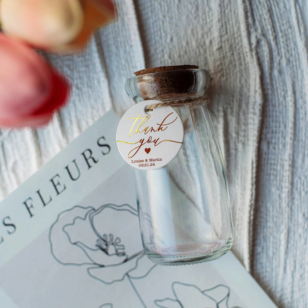 YY-35mm Circular Paper Label – Personalized Custom Tags with Golden Text - Image 5