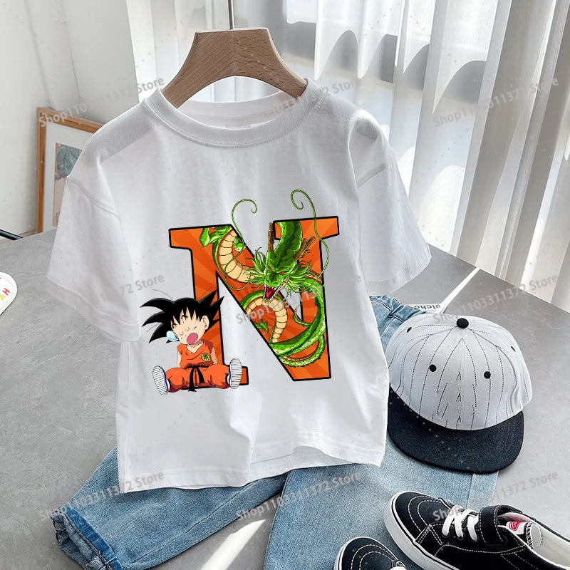 Dragon Ball Goku T-Shirt – A-Z Letter Print Cotton Tee for Boys & Toddlers - Image 30