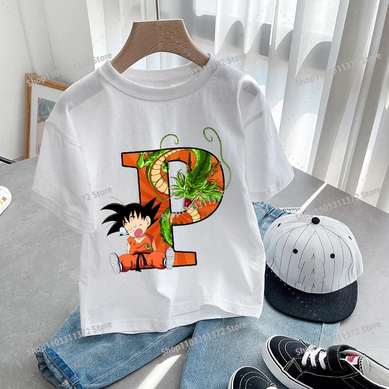 Dragon Ball Goku T-Shirt – A-Z Letter Print Cotton Tee for Boys & Toddlers - Image 13