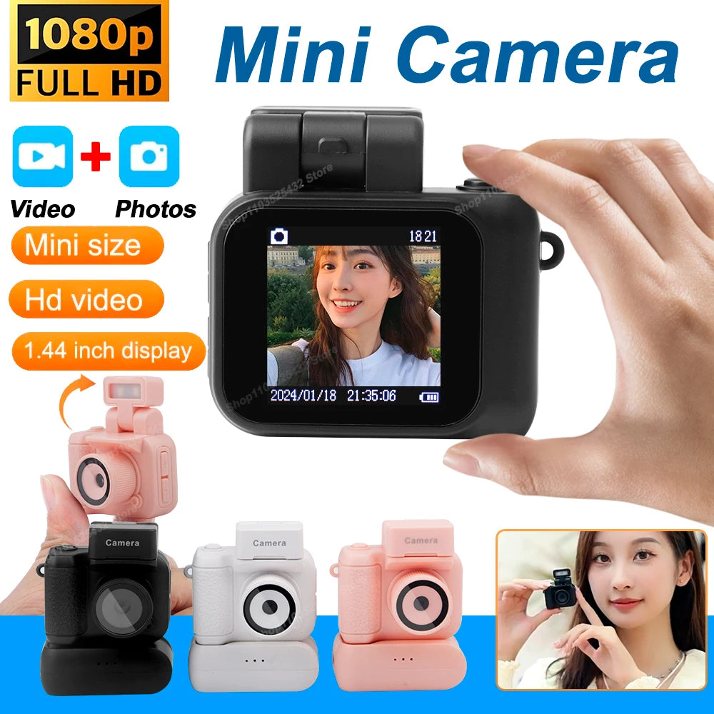 Y4000 Mini Camera with Screen – HD 1080p Portable Retro Video Recorder with Flash & Battery Dock