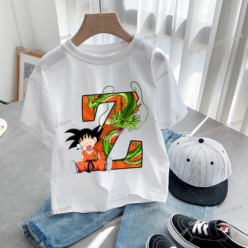 Dragon Ball Goku T-Shirt – A-Z Letter Print Cotton Tee for Boys & Toddlers - Image 32