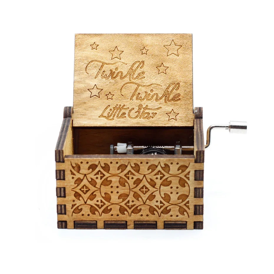 Hand-Cranked Wooden Theme Music Box - Image 14