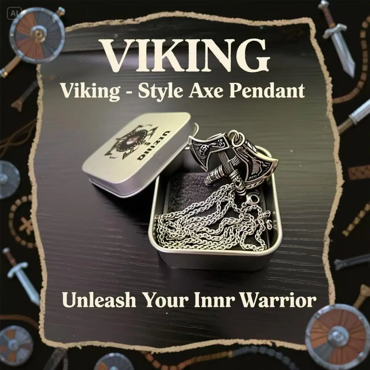 HNSP Viking Shield Pendant Necklace – 316L Stainless Steel Chain for Men - Image 13
