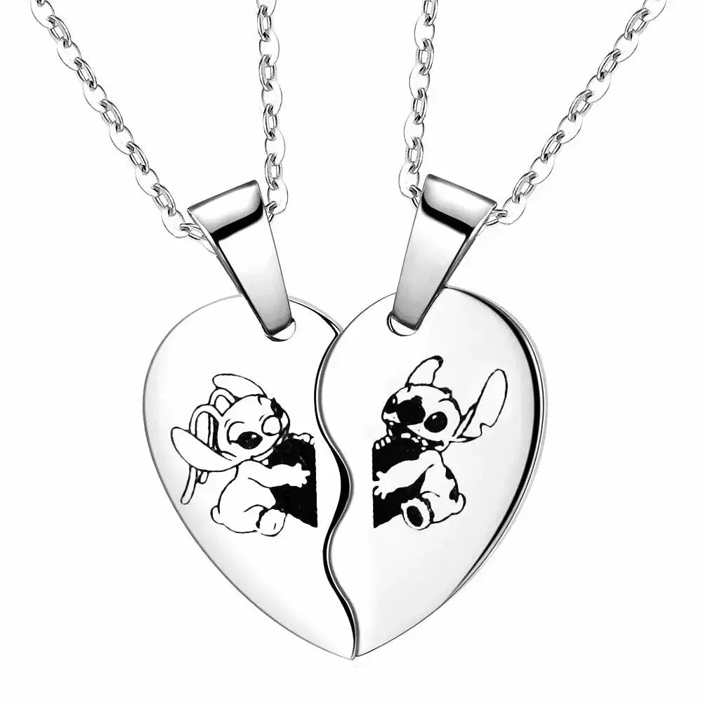 1 Pair Lilo & Stitch Pendant Necklaces – Kawaii Stainless Steel Couple Neck Chains - Image 17