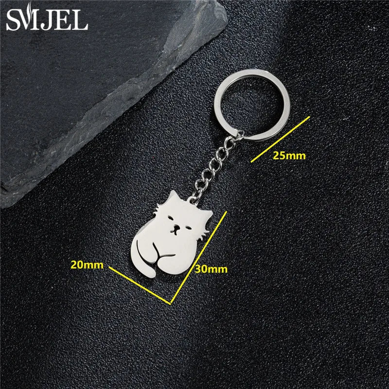 Cartoon Kitten Keychain – Cute Happy Cat Pendant for Bags, Keys & DIY Gifts - Image 3