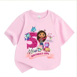 Gabby’s Dollhouse Kids T-Shirt – Cute Cartoon Cotton Pullover for Summer & Birthday Gifts