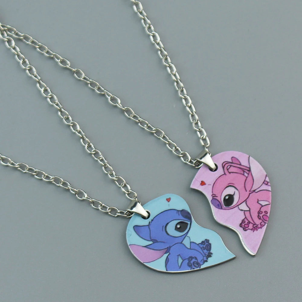 1 Pair Lilo & Stitch Pendant Necklaces – Kawaii Stainless Steel Couple Neck Chains - Image 3