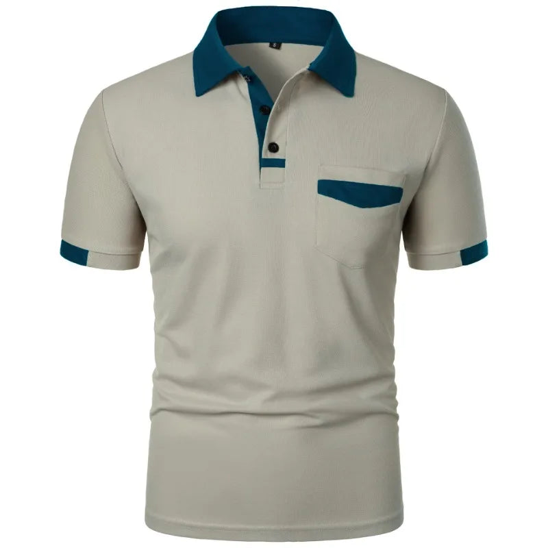 Men’s Solid Color Polo Shirt with Pocket – Lightweight Breathable Short Sleeve Tee - Image 9