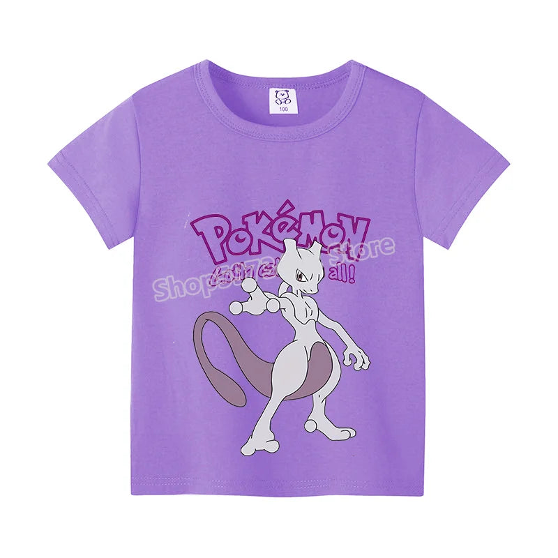 Pikachu Kids T-Shirt – Pokémon Summer Short Sleeve Tee with Lucario & Greninja Design - Image 23