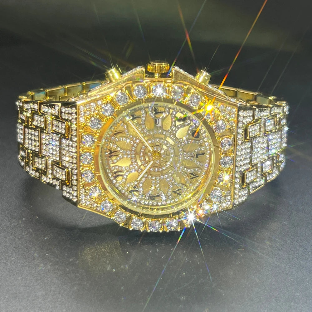 2024 Hip Hop Green Diamond Watch – Men's Fashion Square Quartz Wristwatch with Iced-Out Design - Image 10