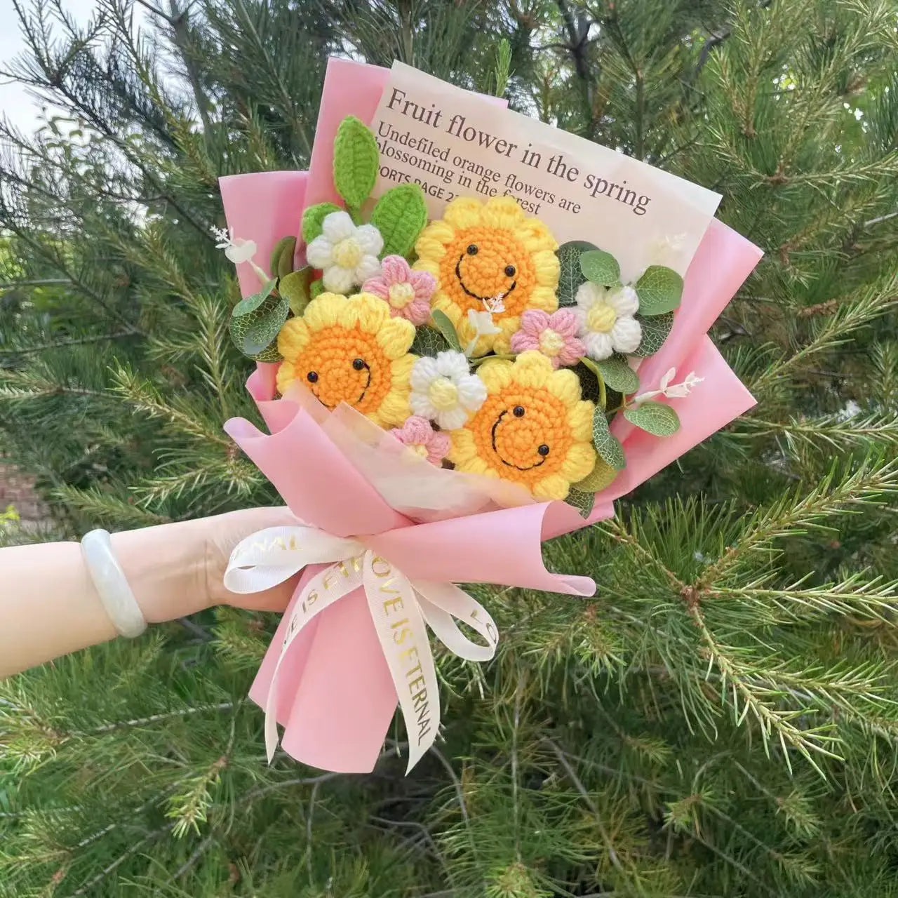 Finished Knitted Flowers Sunflowers Crochet Bouquet - Image 17