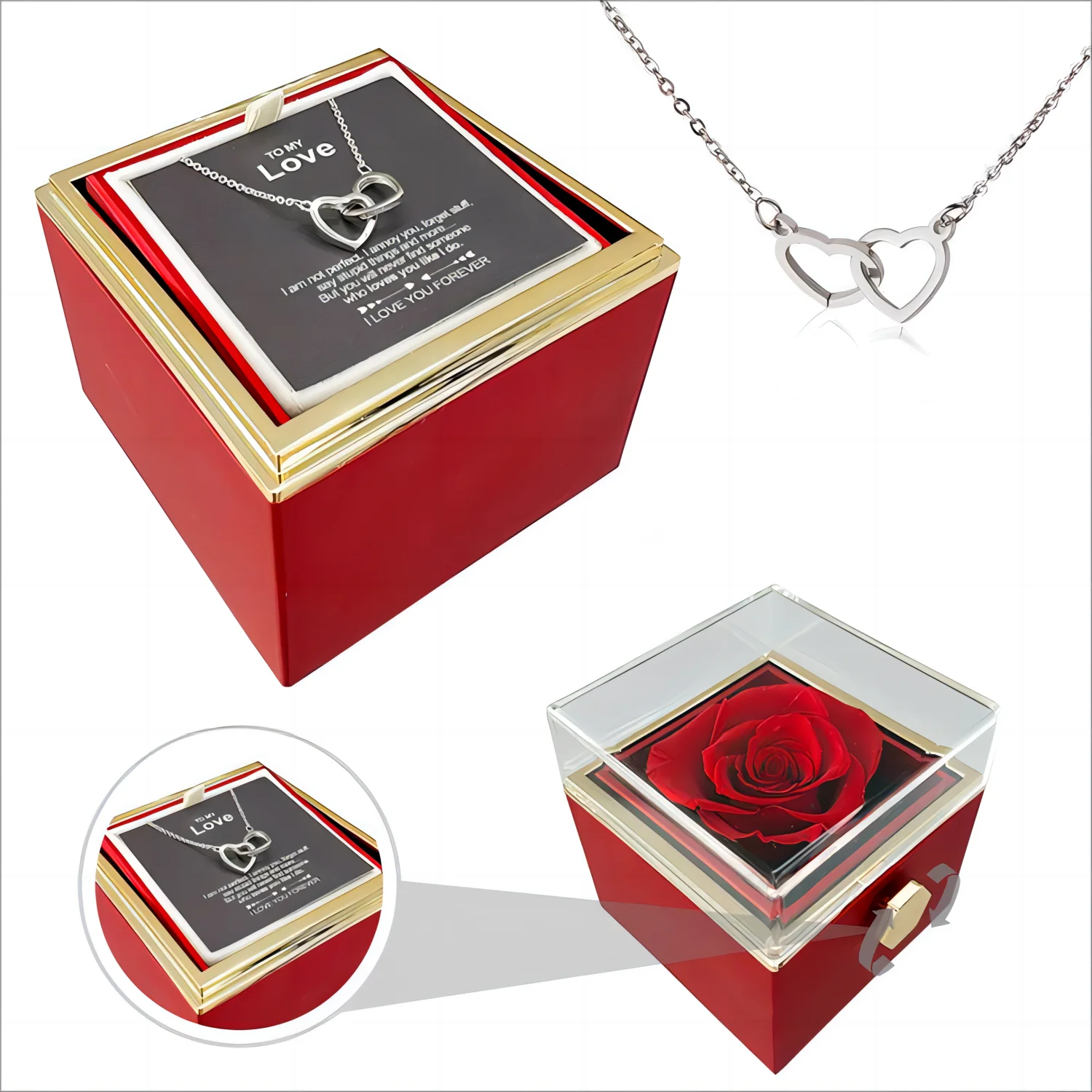 ETERNAL ROSE Jewelry Box – Personalized Heart Pendant Name Necklace for Women - Image 2