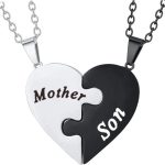Mother and Son Matching Heart Pendant Necklace Set – Meaningful Gift for Mom and Son