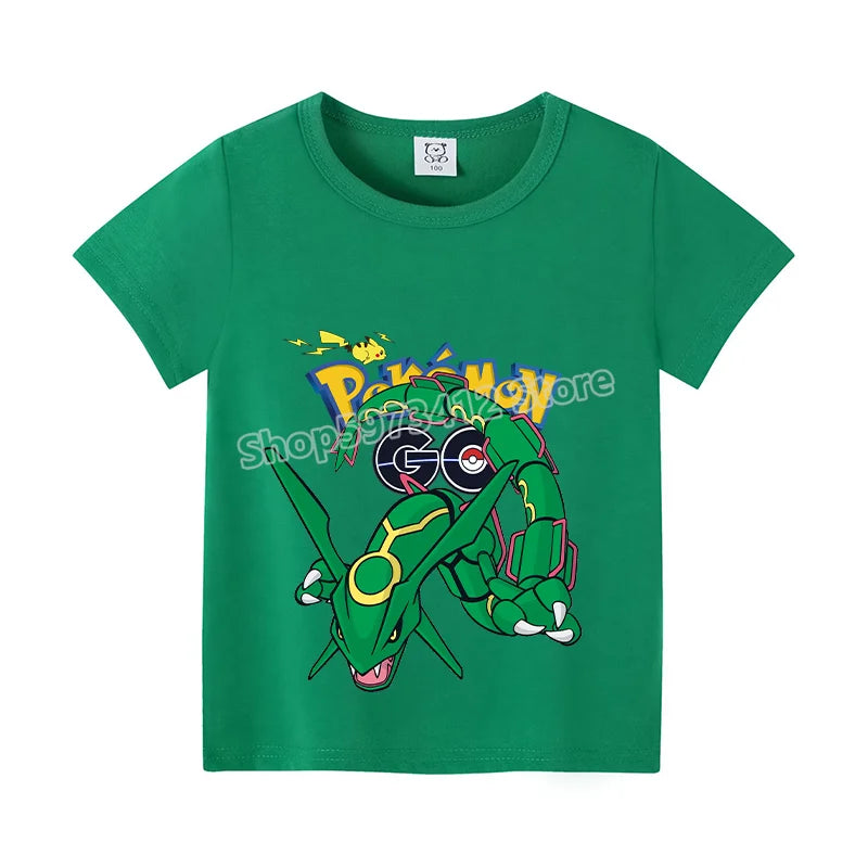 Pikachu Kids T-Shirt – Pokémon Summer Short Sleeve Tee with Lucario & Greninja Design - Image 10