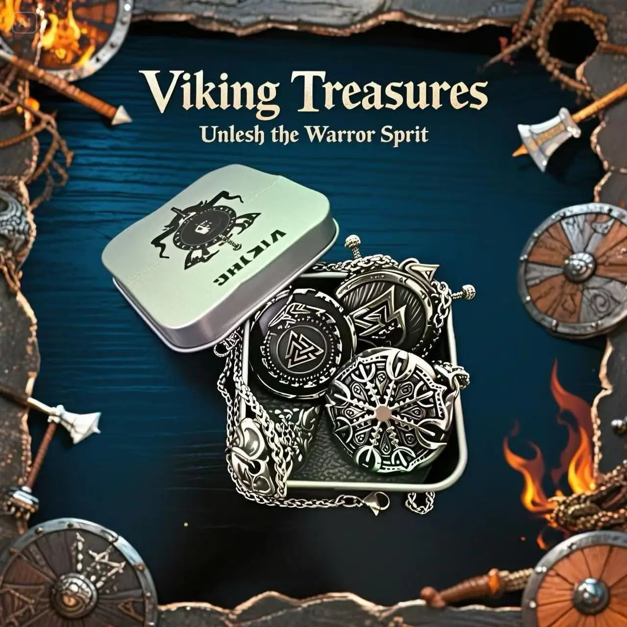 HNSP Viking Shield Pendant Necklace – 316L Stainless Steel Chain for Men - Image 2