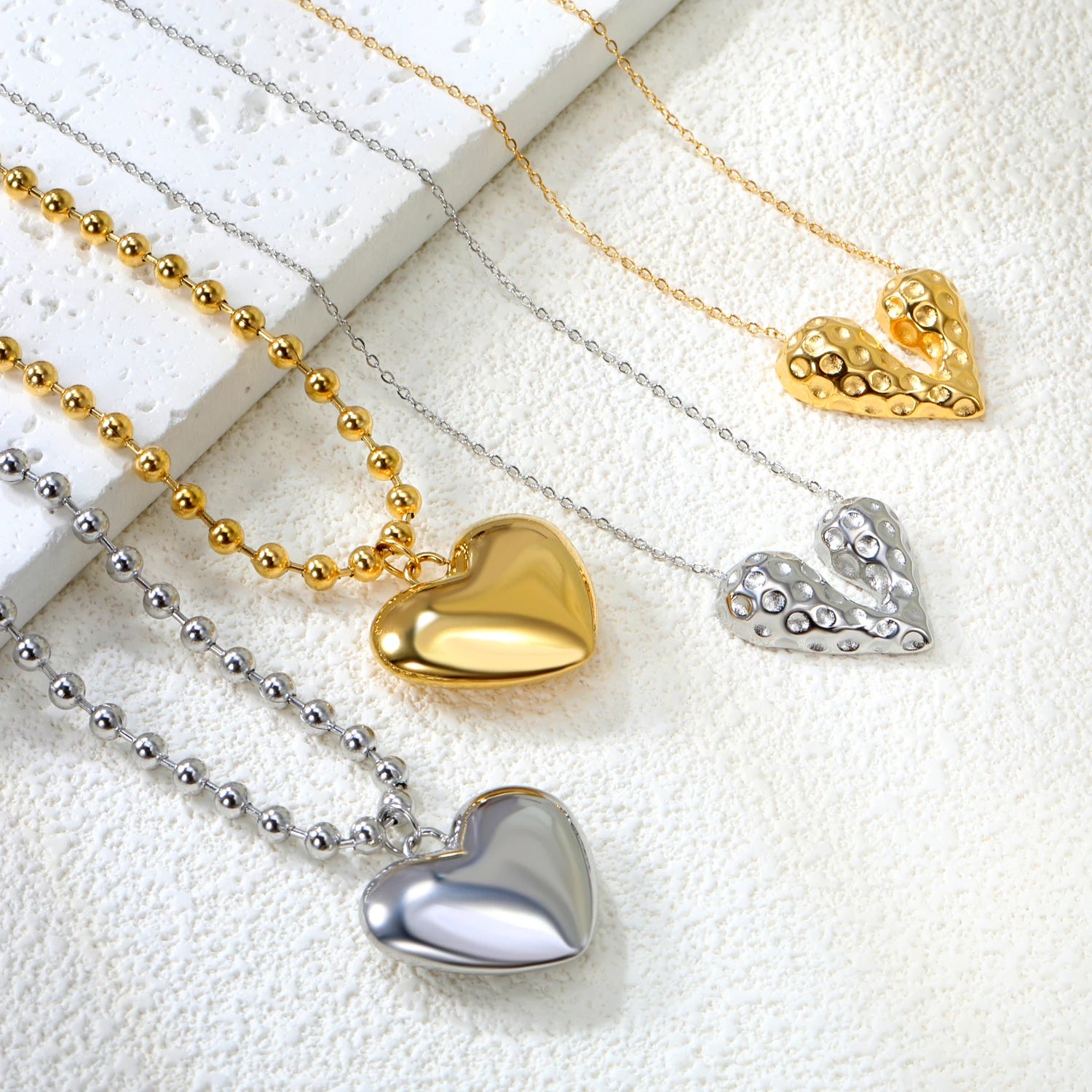 ASONSTEEL Romantic Heart Pendant Necklace – Golden Stainless Steel Choker for Women - Image 6