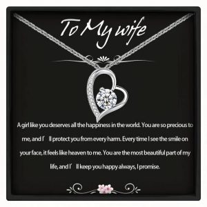 Elegant Copper Heart Pendant Necklace – Romantic Gift with Box & Blessing Card