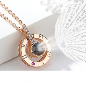 Projection Necklace "I Love You" in 100 Languages – Romantic Pendant Gift for Girlfriend or Lover (2024)